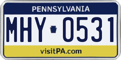 PA license plate MHY0531