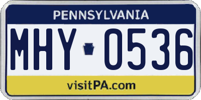PA license plate MHY0536