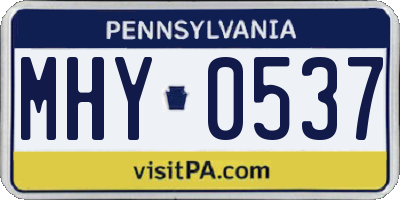 PA license plate MHY0537