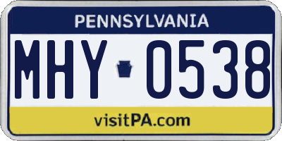PA license plate MHY0538