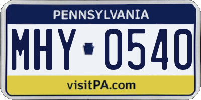 PA license plate MHY0540