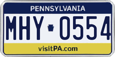 PA license plate MHY0554