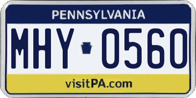 PA license plate MHY0560