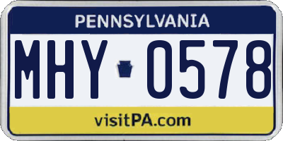 PA license plate MHY0578
