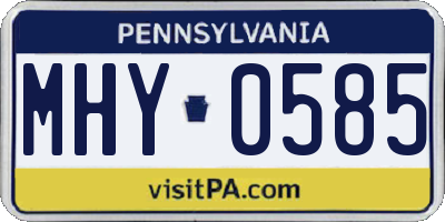 PA license plate MHY0585