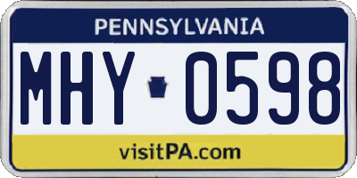 PA license plate MHY0598