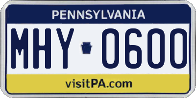 PA license plate MHY0600
