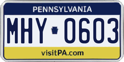 PA license plate MHY0603