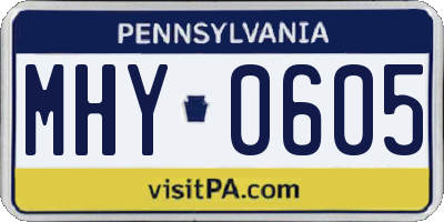 PA license plate MHY0605