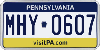 PA license plate MHY0607