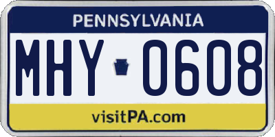 PA license plate MHY0608