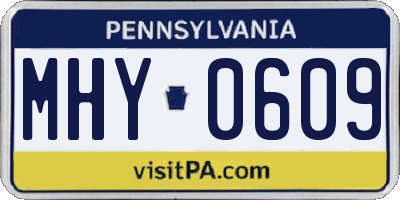 PA license plate MHY0609