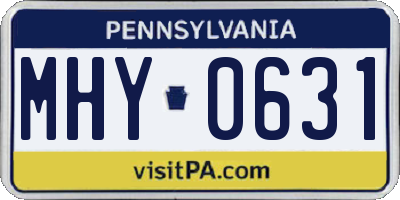 PA license plate MHY0631