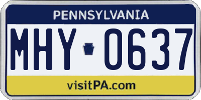 PA license plate MHY0637