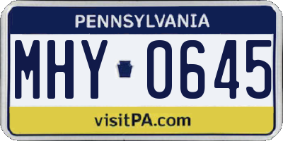 PA license plate MHY0645