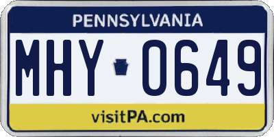 PA license plate MHY0649