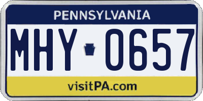 PA license plate MHY0657