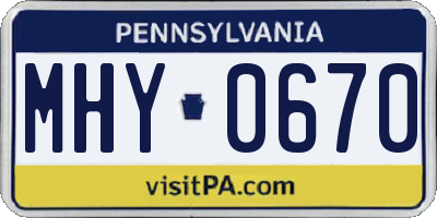 PA license plate MHY0670