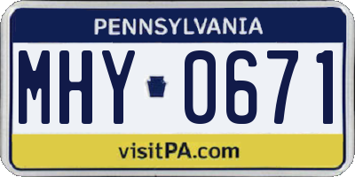 PA license plate MHY0671