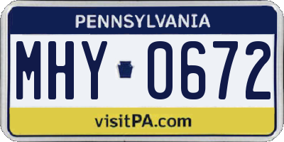 PA license plate MHY0672