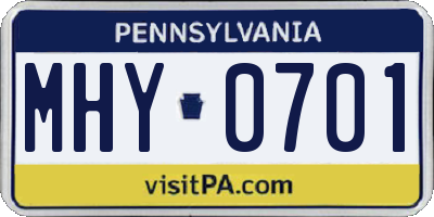 PA license plate MHY0701