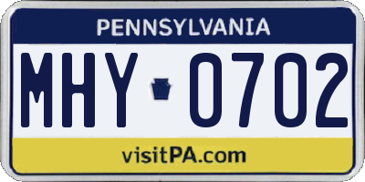 PA license plate MHY0702