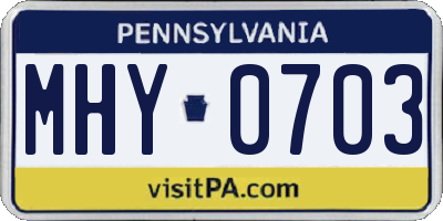 PA license plate MHY0703