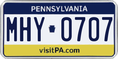 PA license plate MHY0707