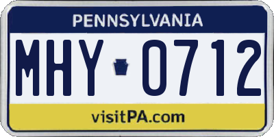 PA license plate MHY0712