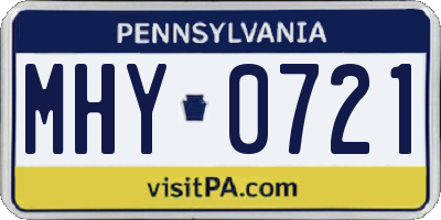 PA license plate MHY0721