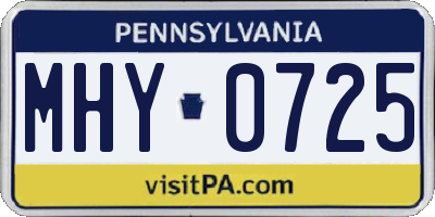 PA license plate MHY0725
