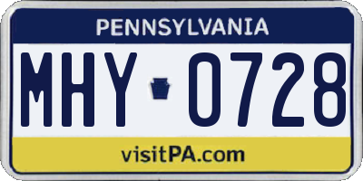 PA license plate MHY0728