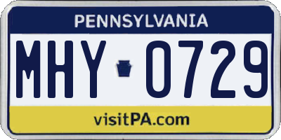 PA license plate MHY0729