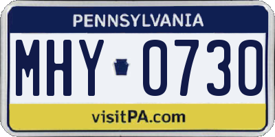 PA license plate MHY0730