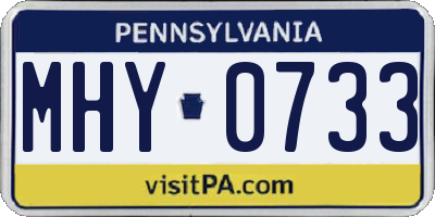 PA license plate MHY0733