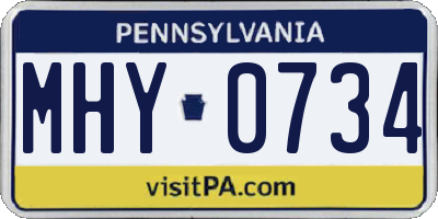 PA license plate MHY0734