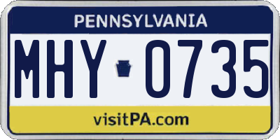 PA license plate MHY0735