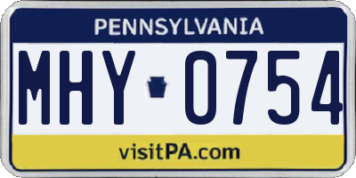 PA license plate MHY0754