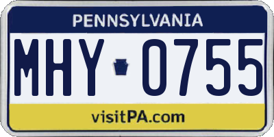 PA license plate MHY0755