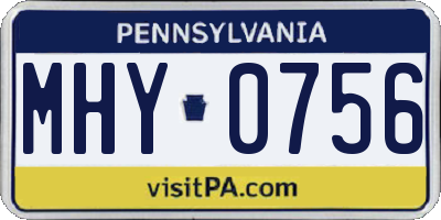 PA license plate MHY0756