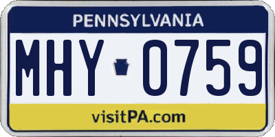 PA license plate MHY0759