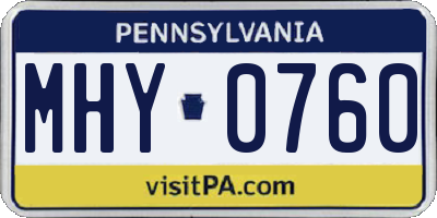 PA license plate MHY0760