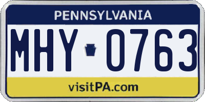 PA license plate MHY0763