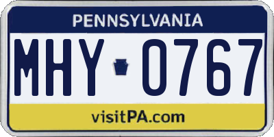 PA license plate MHY0767