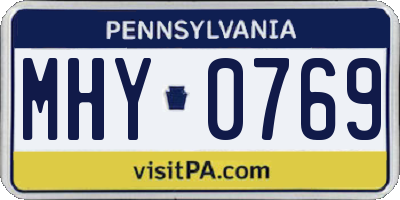 PA license plate MHY0769