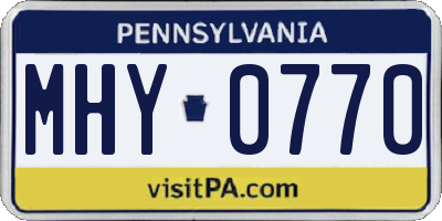 PA license plate MHY0770