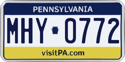 PA license plate MHY0772