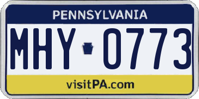 PA license plate MHY0773