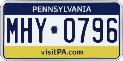 PA license plate MHY0796