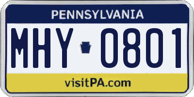 PA license plate MHY0801